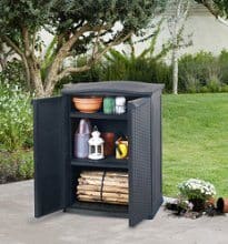 Armoire en plastique pour extérieur et intérieur en imitation bois pour  balais, grise : : Jardin